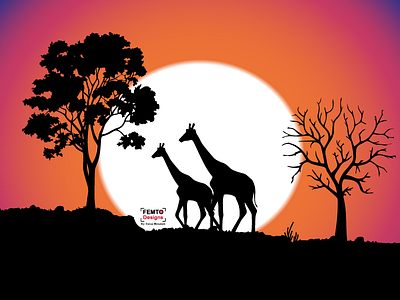 Sunset Landscape design femto illustrator