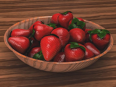 Strawberry Bowl 3d abstact bowl c4d fruit maxon3d strawberry wood