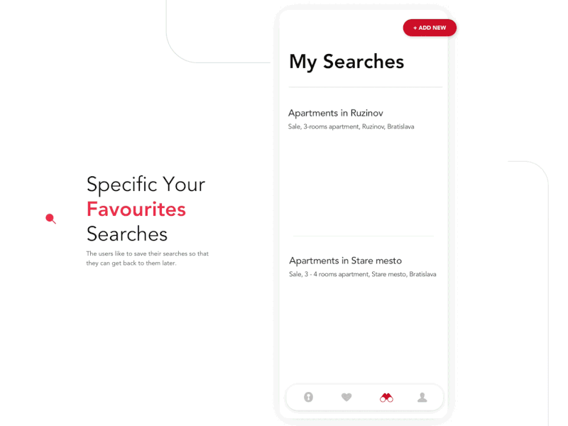 My Searches view app casestudy gif interaction minimalistic mobile mobileapp tomasskrkon ui ux