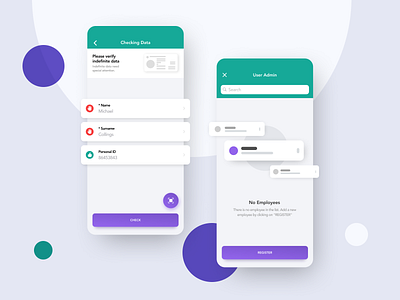 iOS App for Attendance system Fingera app attendance design green ios minimalistic mobile mobileapp purple ui uiux ux white