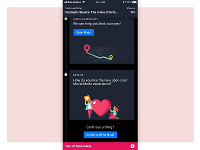 Movie Mode app app feature dark mode illustration movies ui user experience design user interface design