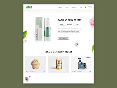 Beleaf beauty products collection organic product branding product detail page uidesign user inteface website