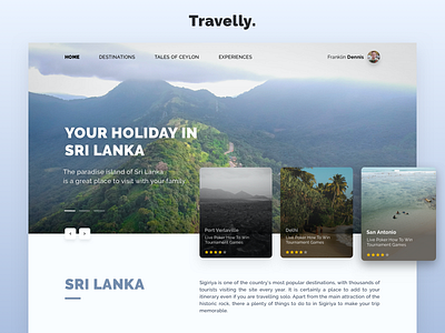 Travelly - Travel Landing Page clean creative design interface landing layout travel ui design ux design vacancy vacation web design