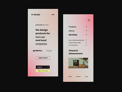 Studio Concept UI agency clean frontend gradient mobile studio ui ux web