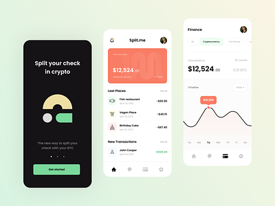 Split.me - Finance App app design balance blockchain clean credit card crypto design finance app fintech friends mobile mobile app mobile banking mobile ui product design savings ui uiux