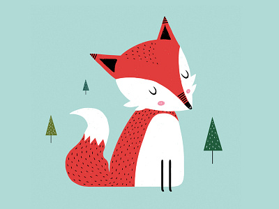 Mr. Fox animal art cute doodle fox illustration tree
