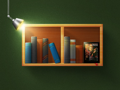 Bookshelf book bookcase lamp library light sandman wood