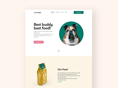 Puuppi - Landing Page app branding design dog dog food dog food app graphic design product design ui