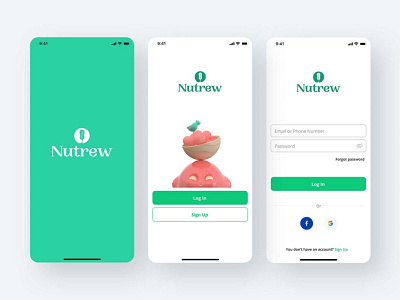Nutrew - App Designs app app design branding design food app graphic design illustration logo product design ui ux vector