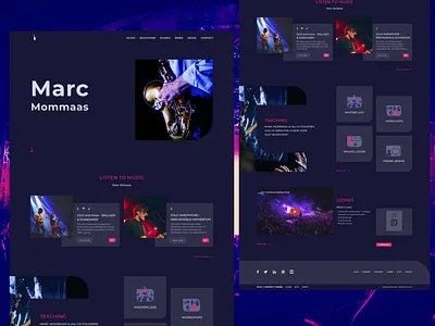 Music Website adobexd animation clean color design flat icons illustrator minimal music music art saxophonist typography ui ux web website