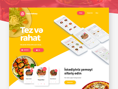 Food Delivery Landing with Free Adobe XD file