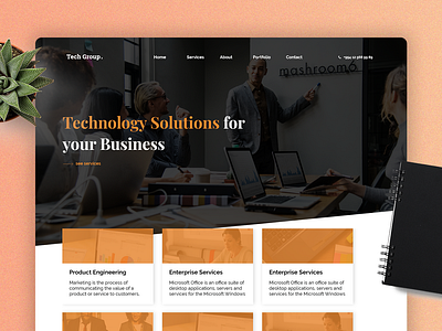 Tech Company Landing with free project file (Adobe XD) adobe xd agency business clean digital free landing minimalistic mockup solutions tech tech company template ui ux web design website wireframe xd