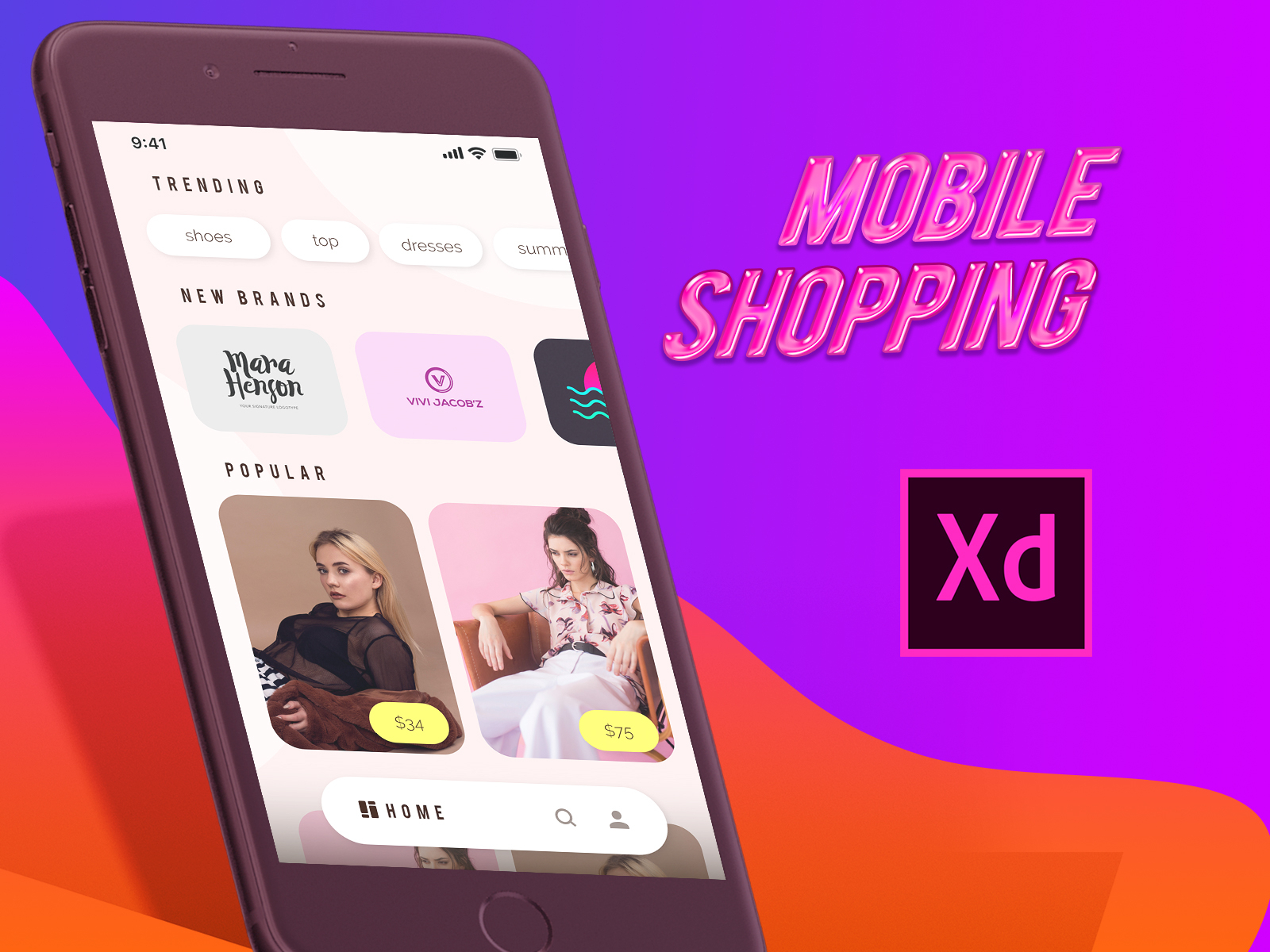 Download Free XD Template for Shopping App (Fashion, Mockup) by Fred Shukurov on Dribbble