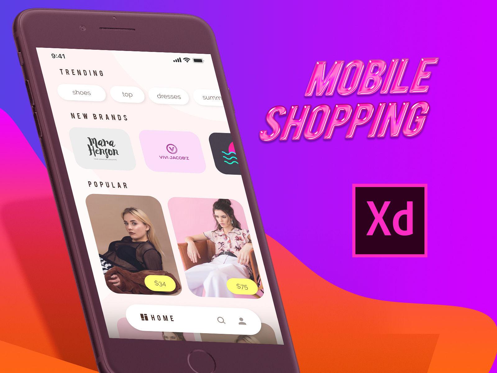 Free XD Template for Shopping App (Fashion, Mockup) by ...