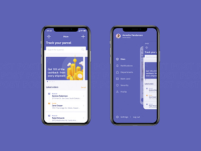 Postal Service Application app booking courier delivery design ios logistics mobile app mobile app design mobile ui parcel postal sending service shipment shipping ui ux