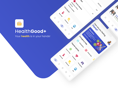 HealthGood+ Personal Healthcare App app covid covid 19 design doctor health hospital ios ios app logo mobile design ui ux