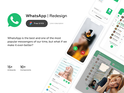 WhatsApp Redesign - Free UI Kit 2020 animation app application chat communication design design system free interface ios messenger mobile trends ui ui kit ux whatsapp