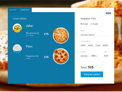 Daily UI 002 checkout design flat minimal pizza cart ui ux web website