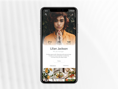 Daily UI 006 app app design design flat image gallery ios minimal profile profile card profile design profile page ui user profile ux