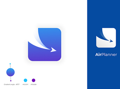 Travel App Logo air airplane airplanes app logo arrow gradient gradient icon illustration logo logo design logo designer modern paper shadow sky skype travel travel app