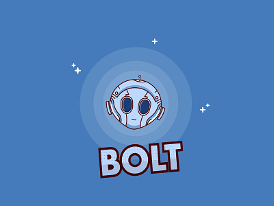 Bolt Robot - Weekly Warmup adobe xd bolt circle cute cute illustration cute robot eyes face illustration illustration illustrator logo metal minimal modern robot robot illustration shapes space stars start