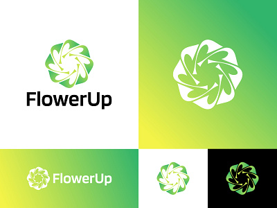 FlowerUp - Flower Logo design flower gradient logo saas software tech technology