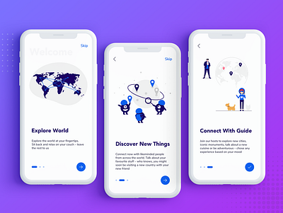 Onboarding - ViTra Virtual Travel App adobe photoshop cc app design design dribbble illustration interaction minimalistic mock mockup onboarding tourism travel app ui ux design ux viral virtual virtual travel xd