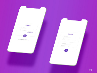 Sign In Sign Up screens adobe photoshop cc clay design ios iphone iphonex minimalistic design mockup purple signin signup simple ui ui ux design ux