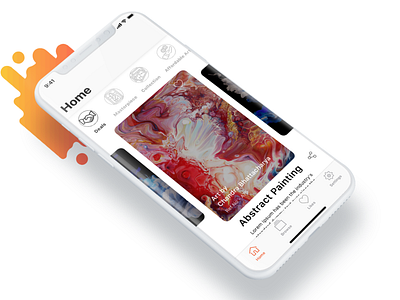 Art Gallery Home Screen adobe photoshop cc app art artgallery branding design ecommerce gallery home ios iphone iphonex minimalist design painting ui ui ux design ux