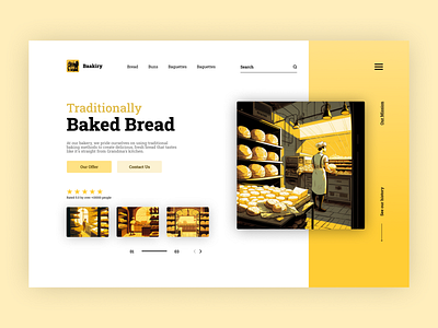 Bakery baguette baker bakery bread design homepage illustration landing page rolls ui uiux ux yelllow theme yellow yellow illustration
