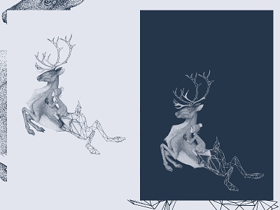 båtsuoj dotwork girl illustrate pointilism poster reindeer saami scandinavia stippling