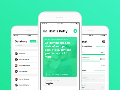 Petty — iOS app chat competitive analysis ios 11 messages mockups personas pets prototyping to do user testing uxui wireframing