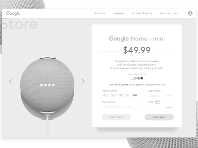 Google Home Product Page in Monochrome.