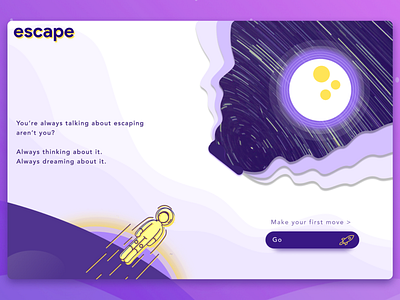 Space Escape Concept UI astronaut illustration moon planet space ui wormhole