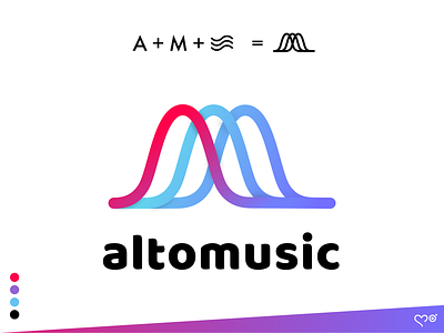 Altomusic - Online music platform app branding design gradient icon letters logo monogram sound soundwave typography web