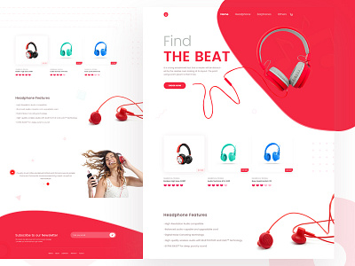 Headphone- brand clean dailyui design ecommerce flat headphone landing page minimal product typography ui ux web website