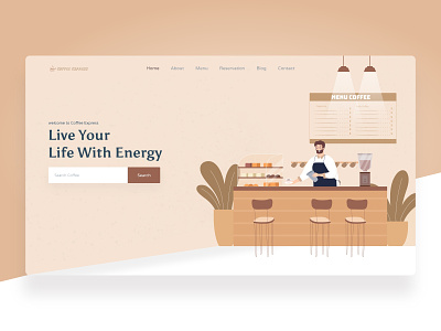 Coffee Express Header brand clean design dribbble best shot illustration landing page typography ux web website