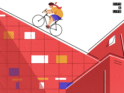 CITY&LIFE bicycle building city colour cycling design illustration riding