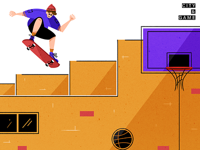 City&Game basketball city colour design game illustration skateboard