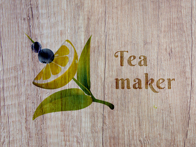 tea maker on wood branding design identitiy illustration vector