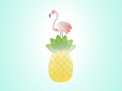 Pineapple Flamingo design drawing illustration vector