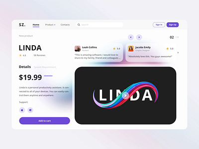 Linda - Productivity Assistant animation app assistant clean gradient landing page minimalist product productivity simple software task management ui user experience user interface ux web design website website design