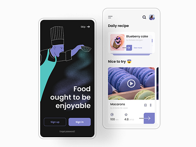 Cook & Recipe App app cook design dish flat food home illustration ios mobile mobile app purple recipe splash trend ui uidesign uiux user interface ux