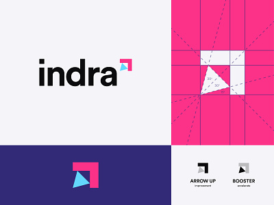 Hello blue brand branding design flat geometric grid identity illustration indra logo mark minimal pink simple simplicity vector