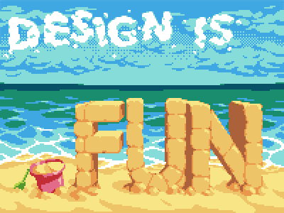 Design pixelart design fun sand water waves beach