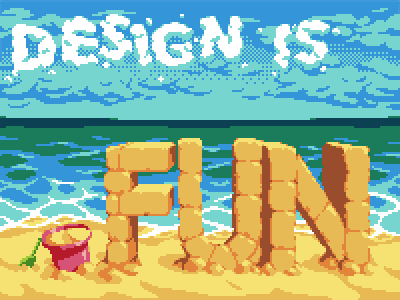 Design beach design fun pixelart sand water waves