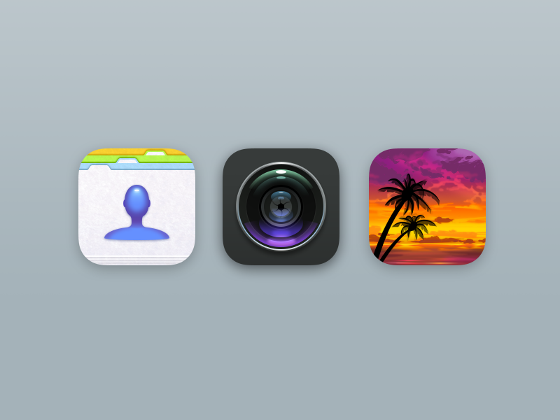 Icons Part II phone camera contacts realistic retro ios icons