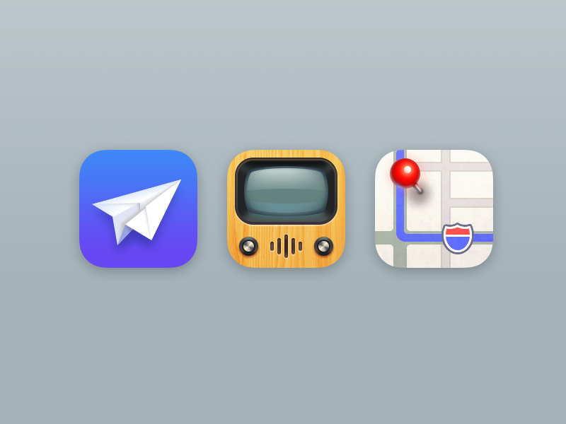 Icons Part 7 glyph airplane mail tv maps realistic iphone icons