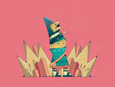 wizard fish 2d character design illustration ilustración merch vector