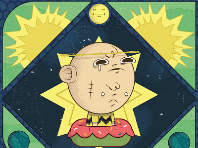 sad 2d character illustration space vector